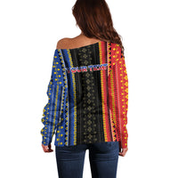 Personalised Philippines Filipinos Off Shoulder Sweater Igorot Tribal Inspiration Pattern Style LT05 - Polynesian Pride