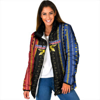 Personalised Philippines Filipinos Padded Jacket Igorot Tribal Inspiration Pattern Style LT05 Women Black - Polynesian Pride