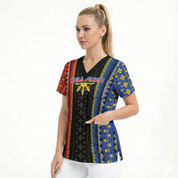 Personalised Philippines Filipinos Scrub Top Igorot Tribal Inspiration Pattern Style LT05 - Polynesian Pride