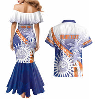 Personalised Marshall Islands Manit Day Couples Matching Mermaid Dress and Hawaiian Shirt Polynesian Tribal Tattoo Tropical Style LT05 - Polynesian Pride