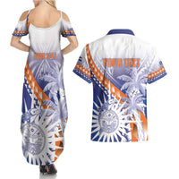 Personalised Marshall Islands Manit Day Couples Matching Summer Maxi Dress and Hawaiian Shirt Polynesian Tribal Tattoo Tropical Style LT05 - Polynesian Pride