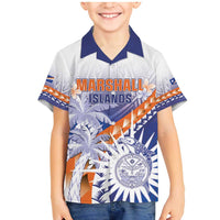 Personalised Marshall Islands Manit Day Family Matching Mermaid Dress and Hawaiian Shirt Polynesian Tribal Tattoo Tropical Style LT05 Son's Shirt Blue - Polynesian Pride