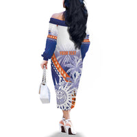 Personalised Marshall Islands Manit Day Family Matching Off The Shoulder Long Sleeve Dress and Hawaiian Shirt Polynesian Tribal Tattoo Tropical Style LT05 - Polynesian Pride
