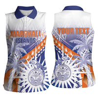 Personalised Marshall Islands Manit Day Women Sleeveless Polo Shirt Polynesian Tribal Tattoo Tropical Style LT05 - Polynesian Pride