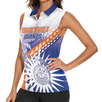 Personalised Marshall Islands Manit Day Women Sleeveless Polo Shirt Polynesian Tribal Tattoo Tropical Style LT05 - Polynesian Pride