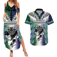 Custom New Zealand Warrior Couples Matching Summer Maxi Dress and Hawaiian Shirt Maori Tribal Pattern LT05 Green - Polynesian Pride