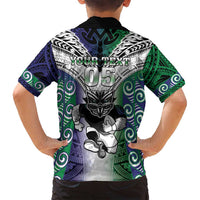 Custom New Zealand Warrior Family Matching Off Shoulder Maxi Dress and Hawaiian Shirt Maori Tribal Pattern LT05 - Polynesian Pride
