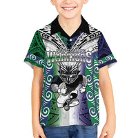 Custom New Zealand Warrior Family Matching Short Sleeve Bodycon Dress and Hawaiian Shirt Maori Tribal Pattern LT05 Son's Shirt Green - Polynesian Pride