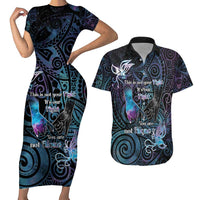 Suicide Awareness Couples Matching Short Sleeve Bodycon Dress and Hawaiian Shirt You Are Not Alone LT05 Black - Polynesian Pride
