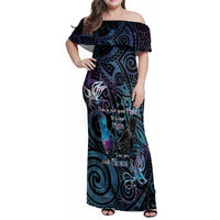 Suicide Awareness Family Matching Off Shoulder Maxi Dress and Hawaiian Shirt You Are Not Alone LT05 Mom's Dress Black - Polynesian Pride