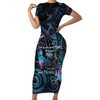 Suicide Awareness Family Matching Short Sleeve Bodycon Dress and Hawaiian Shirt You Are Not Alone LT05 Mom's Dress Black - Polynesian Pride