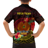 Personalized Papua New Guinea Kid Hawaiian Shirt Coat Of Arms Tropical Flowers Polynesian Pattern LT05 - Polynesian Pride