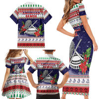 American Samoa Christmas Family Matching Short Sleeve Bodycon Dress and Hawaiian Shirt Poinsettia La Maunia Le Kilisimasi LT05 - Polynesian Pride