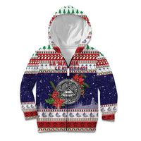 American Samoa Christmas Kid Hoodie Poinsettia La Maunia Le Kilisimasi LT05 Zip Hoodie White - Polynesian Pride