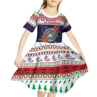 American Samoa Christmas Kid Short Sleeve Dress Poinsettia La Maunia Le Kilisimasi LT05 - Polynesian Pride