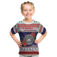 American Samoa Christmas Kid T Shirt Poinsettia La Maunia Le Kilisimasi LT05 White - Polynesian Pride
