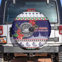 American Samoa Christmas Spare Tire Cover Poinsettia La Maunia Le Kilisimasi LT05 White - Polynesian Pride