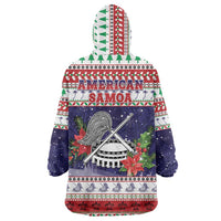 American Samoa Christmas Wearable Blanket Hoodie Poinsettia La Maunia Le Kilisimasi LT05 - Polynesian Pride
