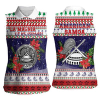 American Samoa Christmas Women Sleeveless Polo Shirt Poinsettia La Maunia Le Kilisimasi LT05 - Polynesian Pride