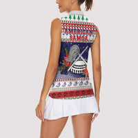 American Samoa Christmas Women Sleeveless Polo Shirt Poinsettia La Maunia Le Kilisimasi LT05 - Polynesian Pride