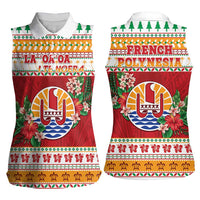 French Polynesia Christmas Women Sleeveless Polo Shirt Coat Of Arms Merry Xmas LT05 - Polynesian Pride