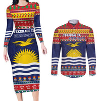 Kiribati Christmas Couples Matching Long Sleeve Bodycon Dress and Long Sleeve Button Shirt Coat Of Arms Tekeraoi Te Kiritimati LT05 Red - Polynesian Pride