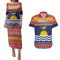 Kiribati Christmas Couples Matching Puletasi and Hawaiian Shirt Coat Of Arms Tekeraoi Te Kiritimati LT05 Red - Polynesian Pride