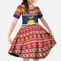 Kiribati Christmas Family Matching Summer Maxi Dress and Hawaiian Shirt Coat Of Arms Tekeraoi Te Kiritimati LT05 Daughter's Dress Red - Polynesian Pride