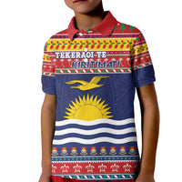 Kiribati Christmas Kid Polo Shirt Coat Of Arms Tekeraoi Te Kiritimati LT05 Kid Red - Polynesian Pride