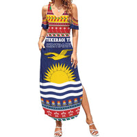 Kiribati Christmas Summer Maxi Dress Coat Of Arms Tekeraoi Te Kiritimati LT05 Women Red - Polynesian Pride