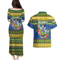 Solomon Islands Christmas Couples Matching Puletasi and Hawaiian Shirt Coat Of Arms Merry Xmas LT05 - Polynesian Pride