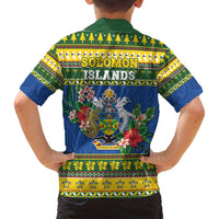 Solomon Islands Christmas Family Matching Off Shoulder Maxi Dress and Hawaiian Shirt Coat Of Arms Merry Xmas LT05 - Polynesian Pride