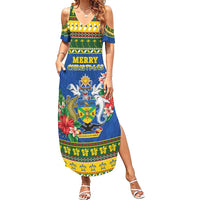 Solomon Islands Christmas Family Matching Summer Maxi Dress and Hawaiian Shirt Coat Of Arms Merry Xmas LT05 Mom's Dress Green - Polynesian Pride