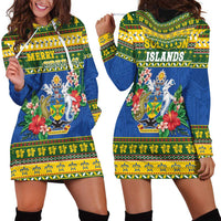 Solomon Islands Christmas Hoodie Dress Coat Of Arms Merry Xmas LT05 - Polynesian Pride