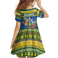 Solomon Islands Christmas Kid Short Sleeve Dress Coat Of Arms Merry Xmas LT05 - Polynesian Pride