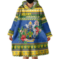 Solomon Islands Christmas Wearable Blanket Hoodie Coat Of Arms Merry Xmas LT05 - Polynesian Pride