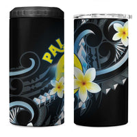 Palau United Nations Day 4 in 1 Can Cooler Tumbler Polynesian Curves Plumeria LT05 One Size: 16 oz Black - Polynesian Pride