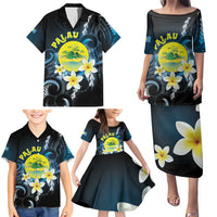 Palau United Nations Day Family Matching Puletasi and Hawaiian Shirt Polynesian Curves Plumeria LT05 - Polynesian Pride