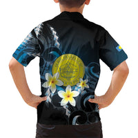Palau United Nations Day Family Matching Short Sleeve Bodycon Dress and Hawaiian Shirt Polynesian Curves Plumeria LT05 - Polynesian Pride