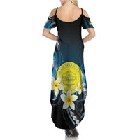 Palau United Nations Day Family Matching Summer Maxi Dress and Hawaiian Shirt Polynesian Curves Plumeria LT05 - Polynesian Pride