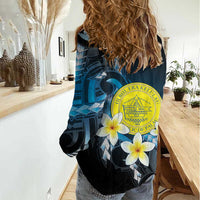 Palau United Nations Day Women Casual Shirt Polynesian Curves Plumeria LT05 - Polynesian Pride