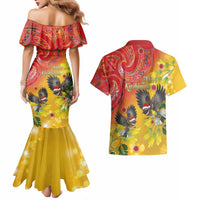New Zealand Piwakawaka Christmas Couples Matching Mermaid Dress and Hawaiian Shirt With Maori Pattern LT05 - Polynesian Pride