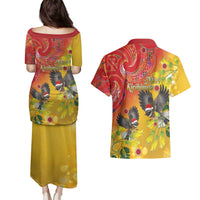 New Zealand Piwakawaka Christmas Couples Matching Puletasi and Hawaiian Shirt With Maori Pattern LT05 - Polynesian Pride