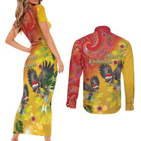 New Zealand Piwakawaka Christmas Couples Matching Short Sleeve Bodycon Dress and Long Sleeve Button Shirt With Maori Pattern LT05 - Polynesian Pride