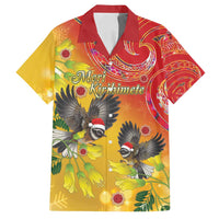 New Zealand Piwakawaka Christmas Family Matching Long Sleeve Bodycon Dress and Hawaiian Shirt With Maori Pattern LT05 Dad's Shirt - Short Sleeve Yellow - Polynesian Pride