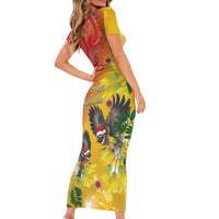 New Zealand Piwakawaka Christmas Family Matching Short Sleeve Bodycon Dress and Hawaiian Shirt With Maori Pattern LT05 - Polynesian Pride