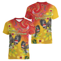 New Zealand Piwakawaka Christmas Women V-Neck T-Shirt With Maori Pattern LT05 - Polynesian Pride