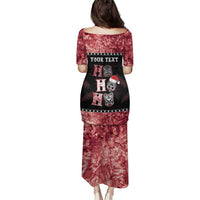 Personalised New Zealand Tiki Christmas Family Matching Puletasi and Hawaiian Shirt Ho Ho Ho Paua Shell Glitter Red LT05 - Polynesian Pride