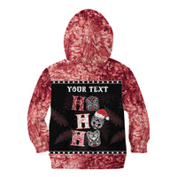Personalised New Zealand Tiki Christmas Kid Hoodie Ho Ho Ho Paua Shell Glitter Red LT05 - Polynesian Pride