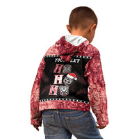 Personalised New Zealand Tiki Christmas Kid Hoodie Ho Ho Ho Paua Shell Glitter Red LT05 - Polynesian Pride